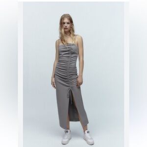 Zara NWT midi dress with gathered details size medium